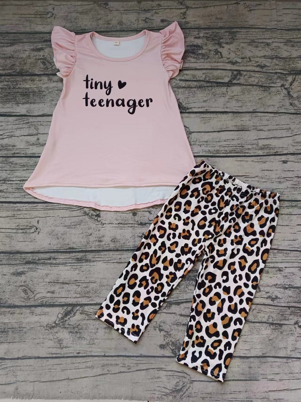 Baby Girls Tiny Teenager Top Leopard Legging Outfits Sets preorder (moq 5)