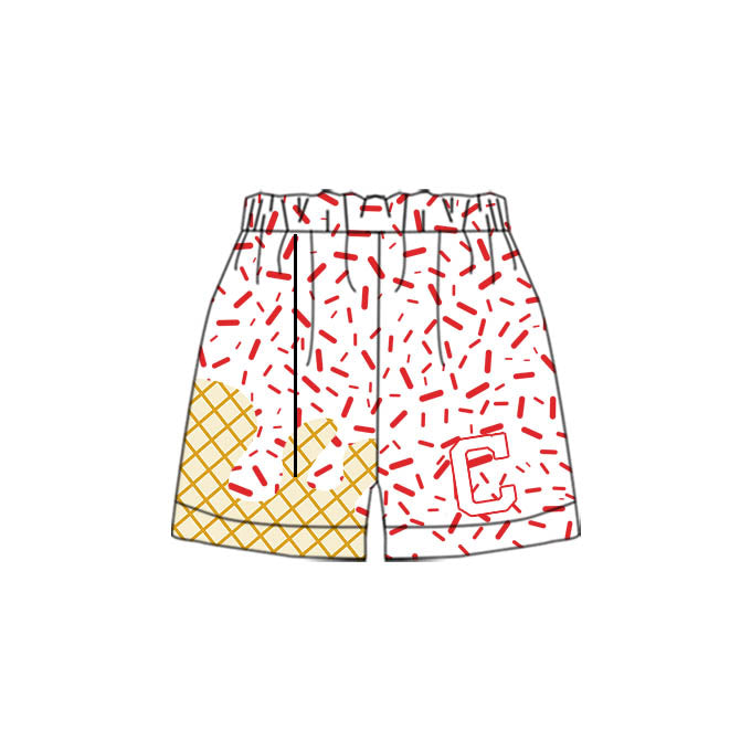 Preorder moq 5 Baby Boys Red C Team Shorts Bottoms