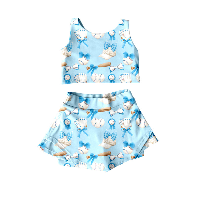 Preorder(MOQ 5)Baby Girls baseball top skorts swimsuits
