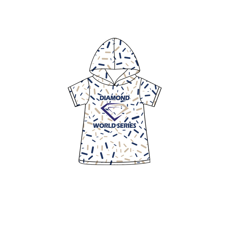 Preorder (moq 5)Baby Boys Diamond world series white Hooded Tops