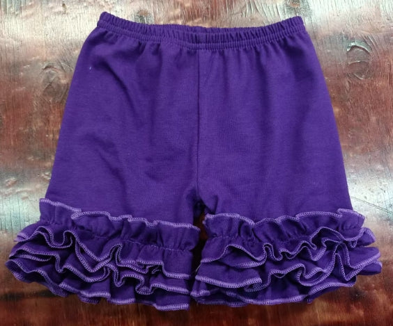 Preorder(moq 5) Baby Girls Summer Purple Three-layer Ruffle Shorts Bottoms
