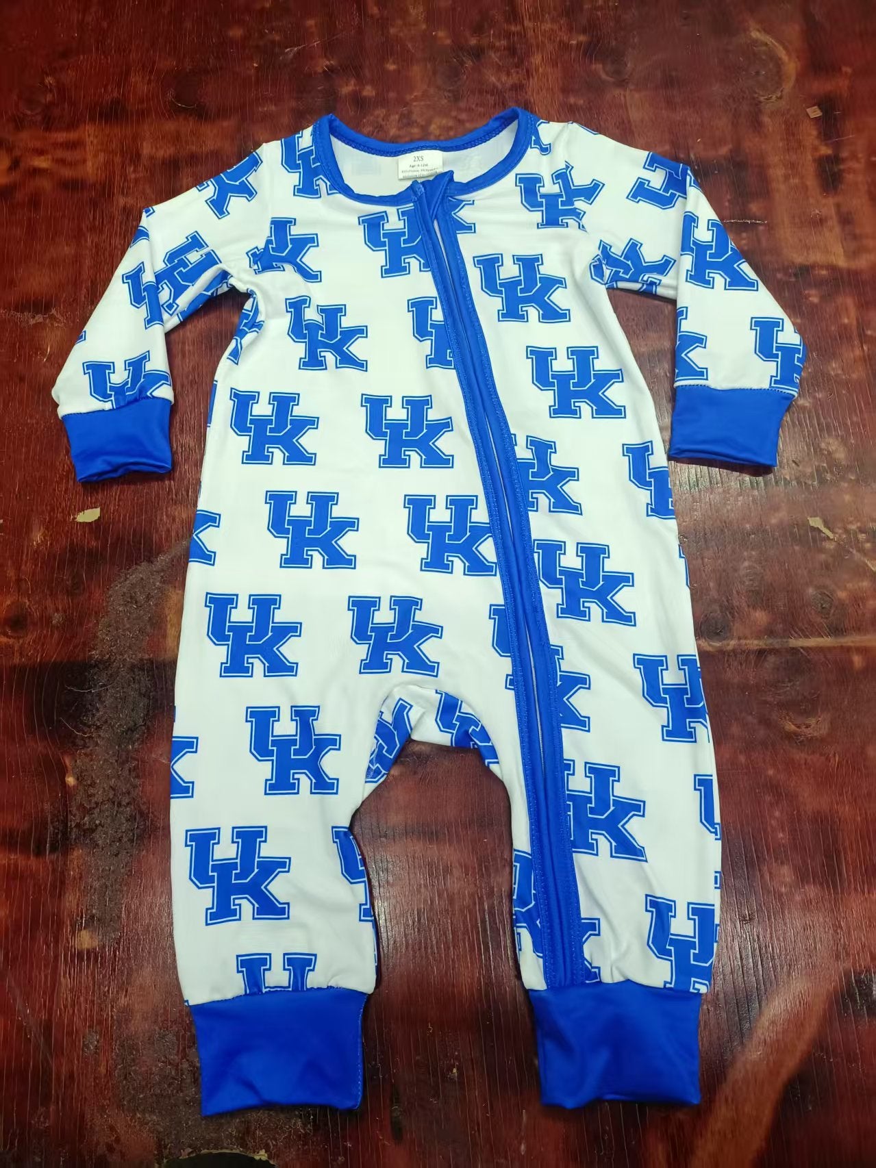 Preorder moq 5 Baby Boys Long Sleeves Blue UK Zipper Pant Rompers