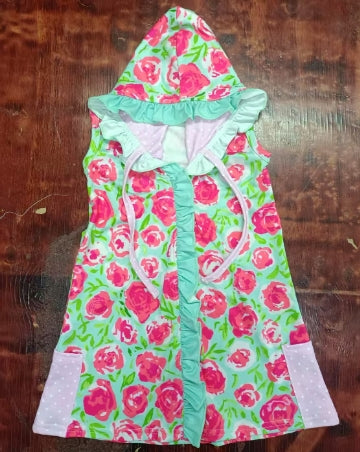 Preorder moq 5 Baby Girls Sleeveless Rose Flowers Zipper Pockets Knee Length Dresses