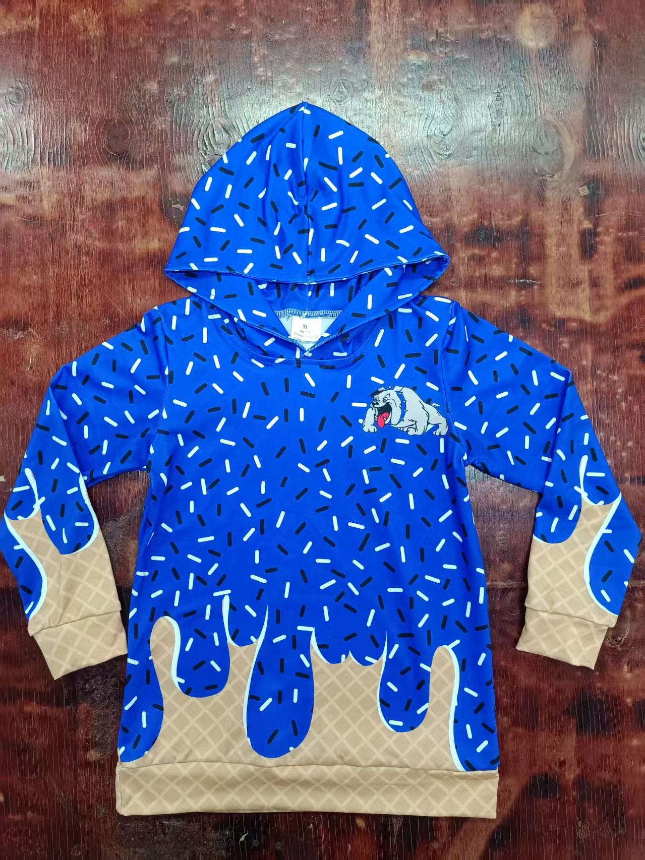 Preorder moq 5 Baby Boys Hot Blue Long Sleeves Dog Team Hoodies Top