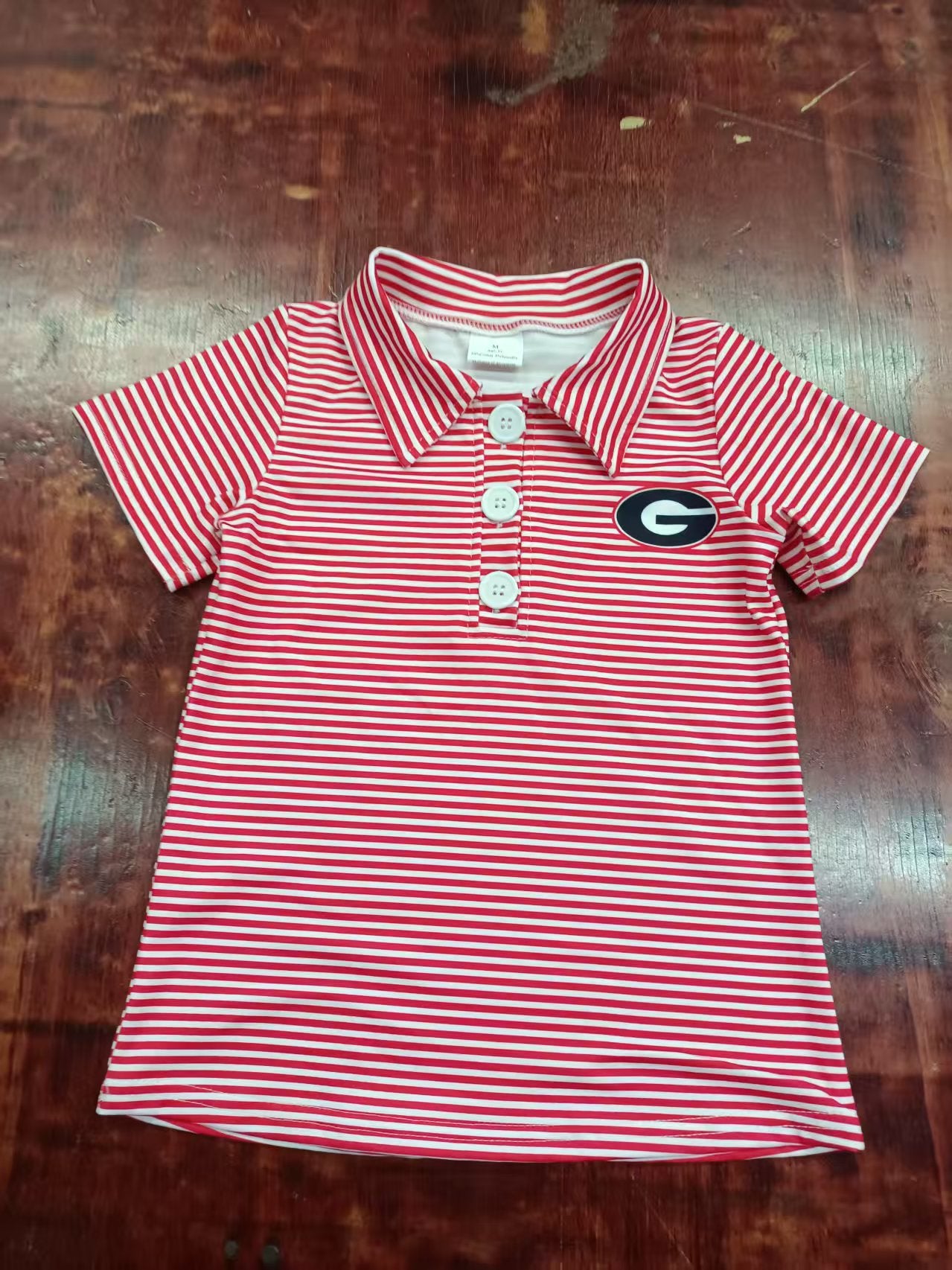 Preorder moq 5 Baby Boys Red Stripe Short Sleeves G Button Polo Shirts Top