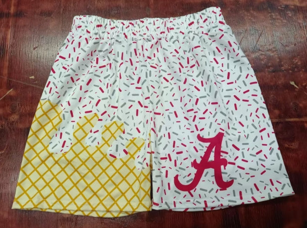 Preorder moq 5 Baby Boys Red A Ice Cream Drip Team Shorts Bottoms