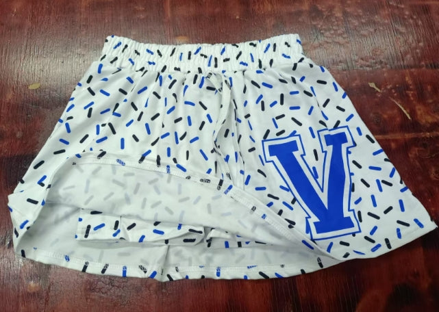 Preorder moq 5 Baby Girls Blue A Ice Cream Drip Team Short Skirts Bottoms