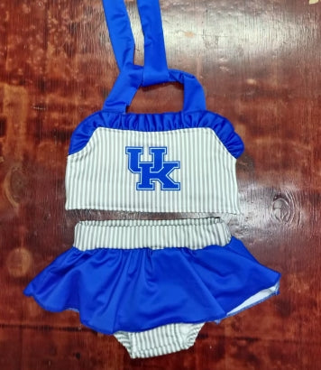 Preorder moq 5 Baby Girls Hot Blue Strap UK Top Skirts Bummies 2 Pieces Swimsuits