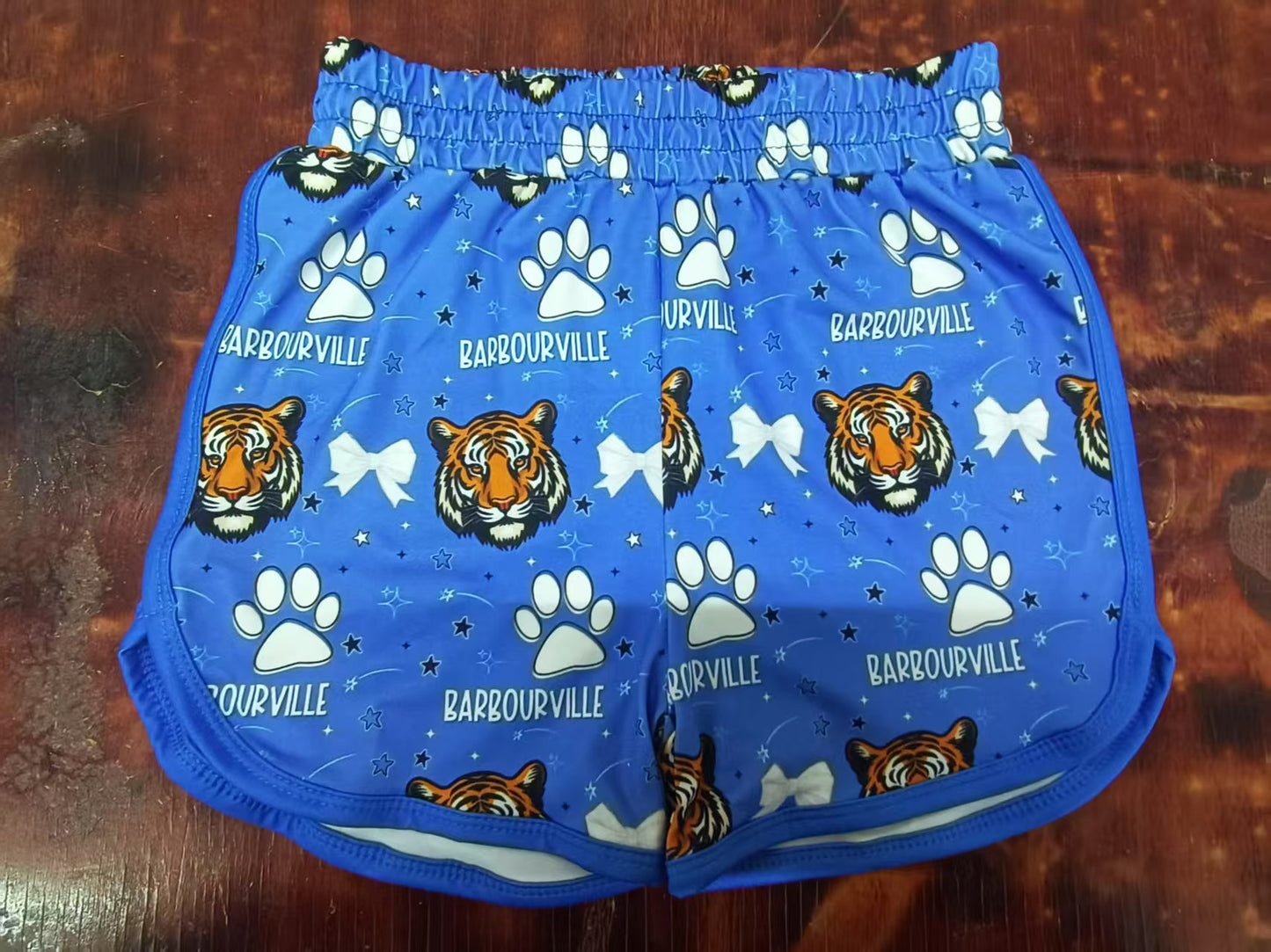 Preorder moq 5 Baby Boys Hot Blue Tigers Pawl Bows Team Shorts Bottoms