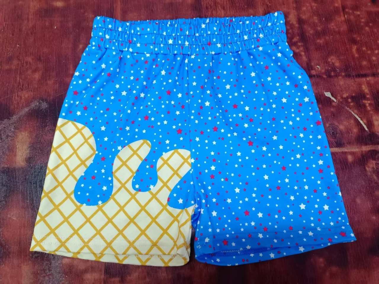 Preorder (moq 5)Baby Boys Blue Ice Cream Drip Stars Team Short Bottoms
