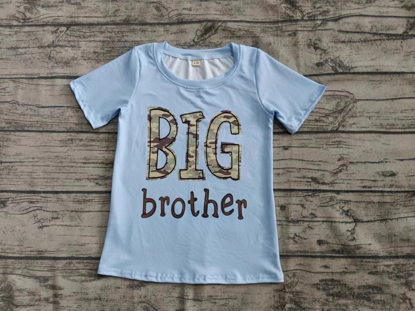Preorder (moq 5)Baby Boys Light Blue Short Sleeves BIG Brother Shirts Top