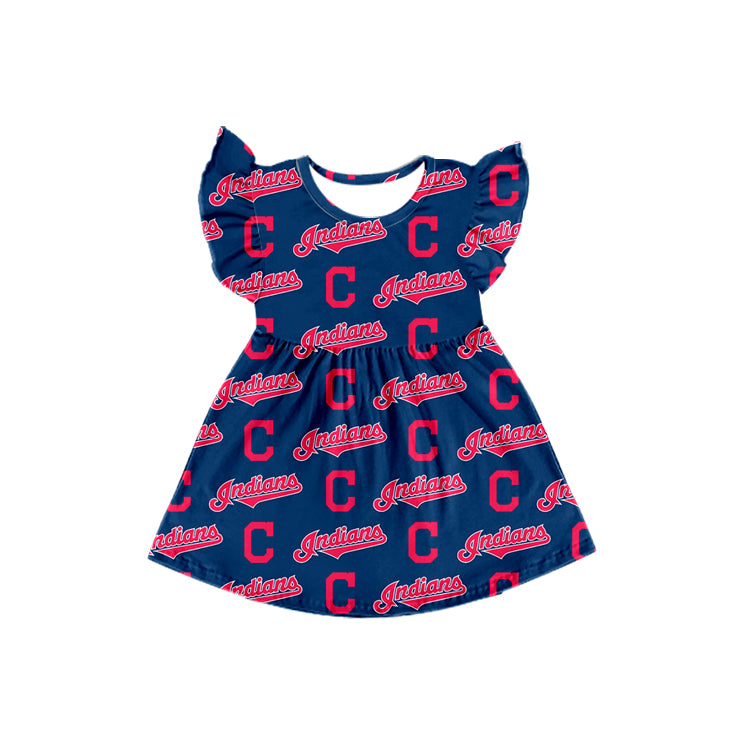 Preorder (moq 5)Baby Girls Cleveland Indians Team Knee Length Dresses