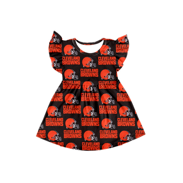 Preorder (moq 5)Baby Girls Cleveland Browns Team Knee Length Dresses