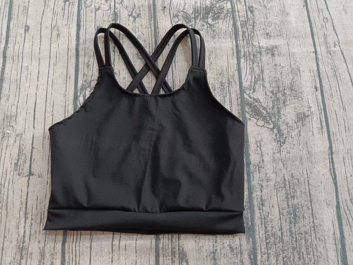 Preorder (moq 5)Baby Girls Black Straps Yoga Vests Top