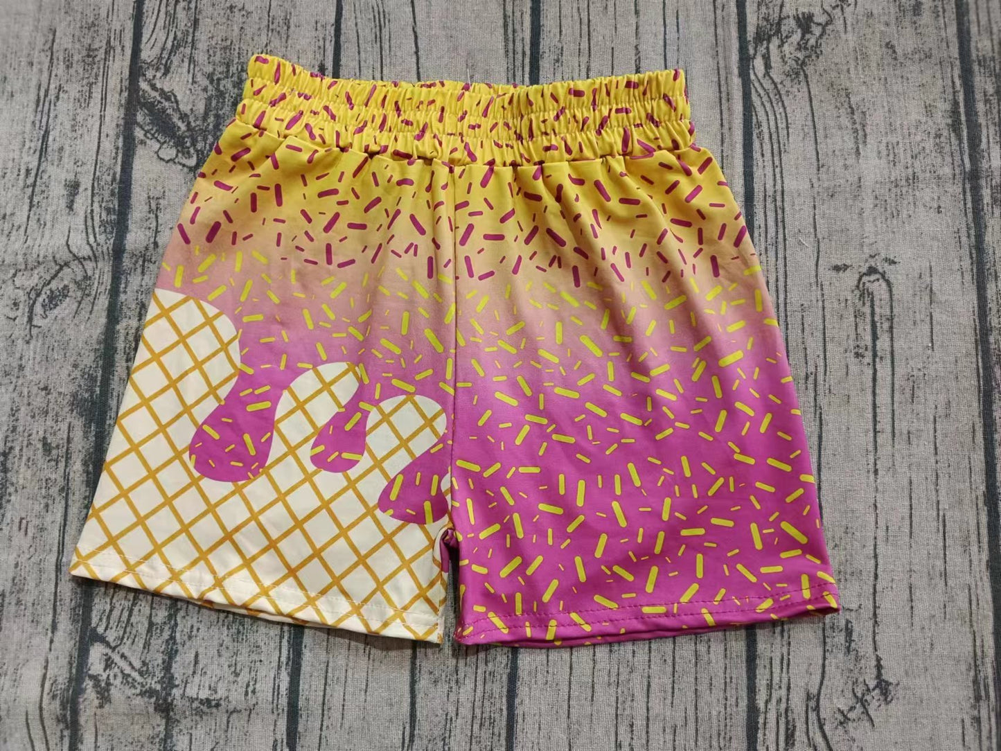 Preorder (moq 5)Baby Boys Yellow Pink Team Shorts Bottom