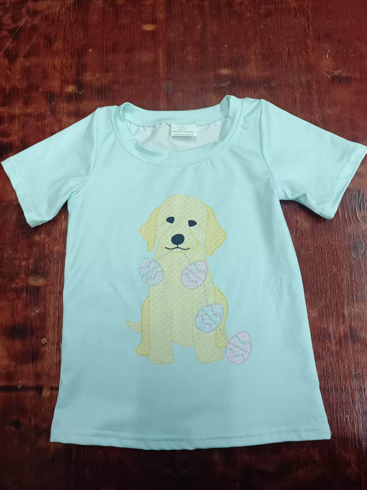 Preorder moq 5 Baby Boys Blue Short Sleeves Dog Eggs Tee Shirts Top