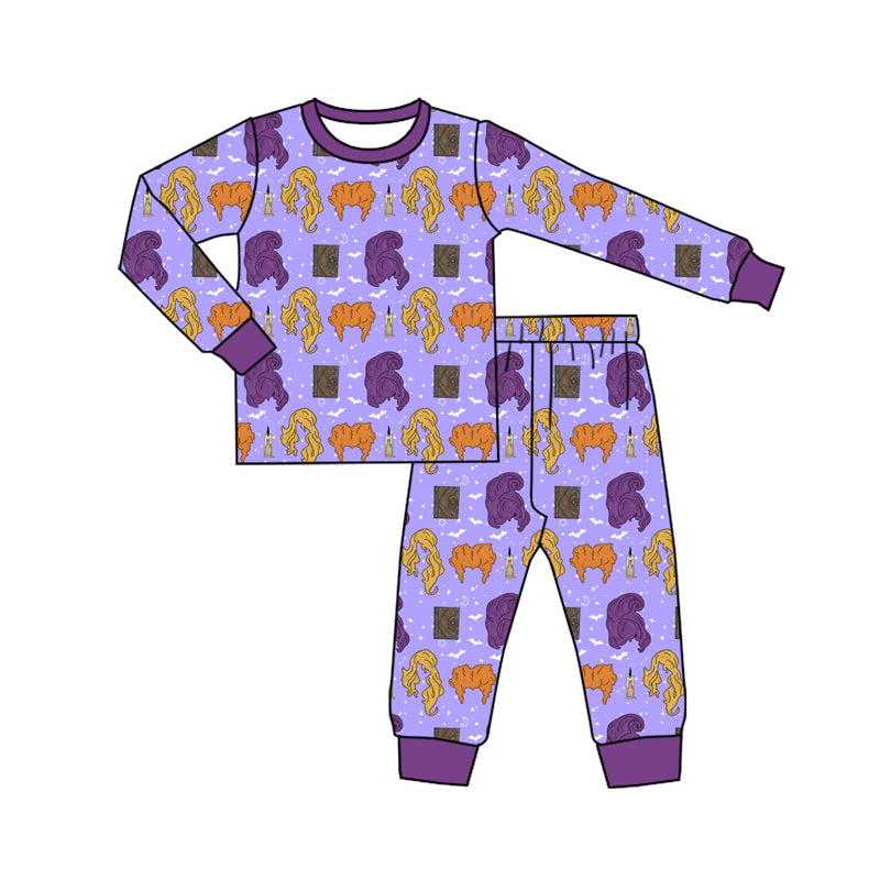 Preorder (moq 5)Baby Boys Long Sleeves Purple Hair Plaid Top Pant Pajamas Set