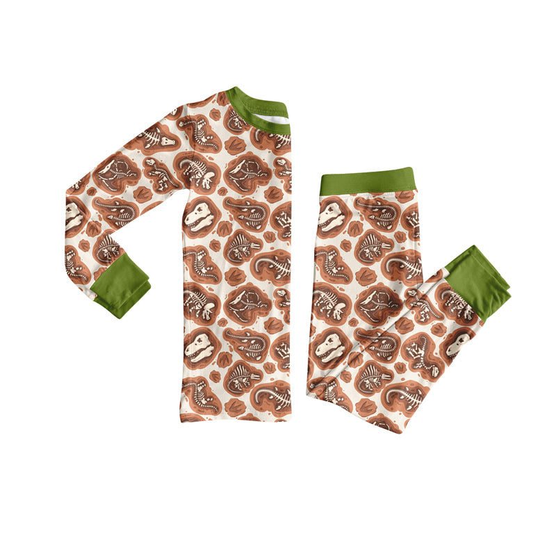 Preorder (moq 5)Baby Girls Dinosaur Skulls Top Pant Halloween Pajamas Set