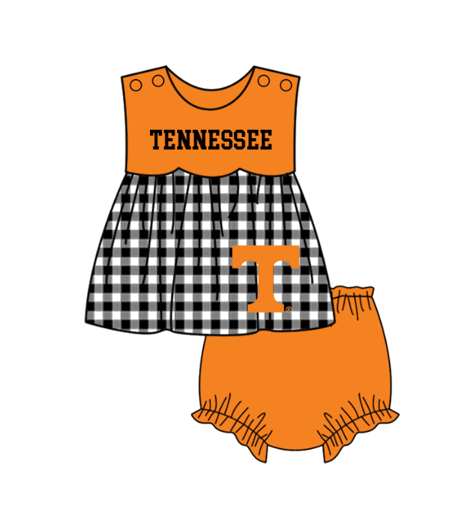 Preorder moq 5 Baby Girls Tennessee T Tunic Bummies Short Team Clothes Set