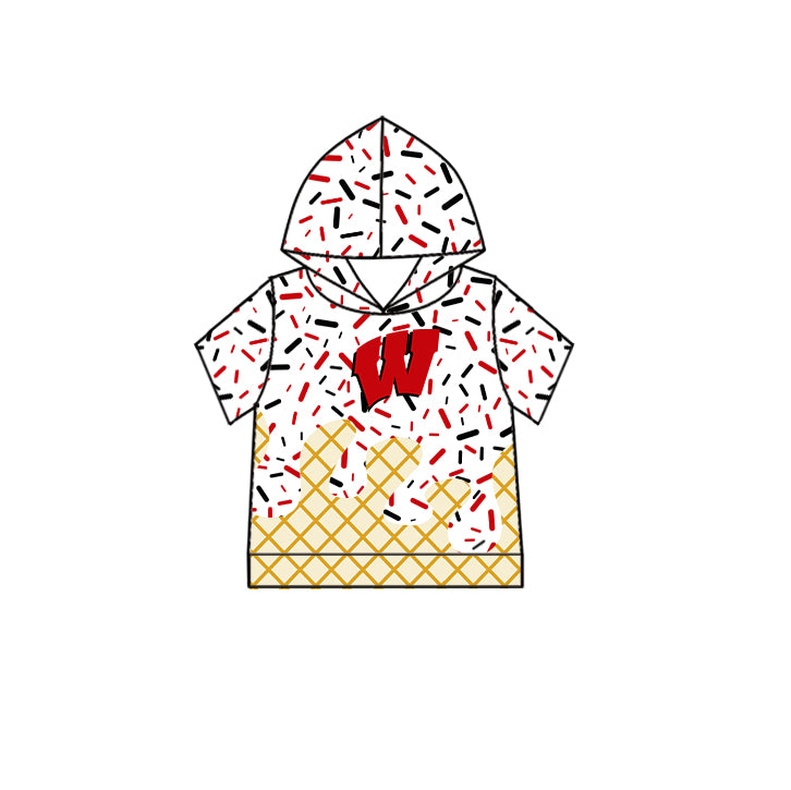 Preorder (moq 5)Baby Boys Short Sleeves Red W Drip Team Hoodies Top