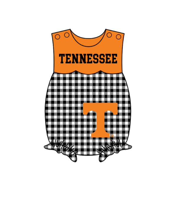 Preorder (moq 5)Baby Girls Sleeveless Tennessee T Ruffle Rompers