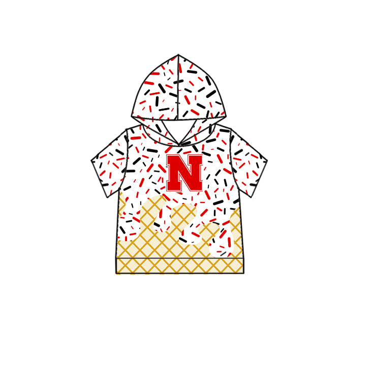 Preorder (moq 5)Baby Boys Red N Short Sleeves Drip Team Hoodies Top