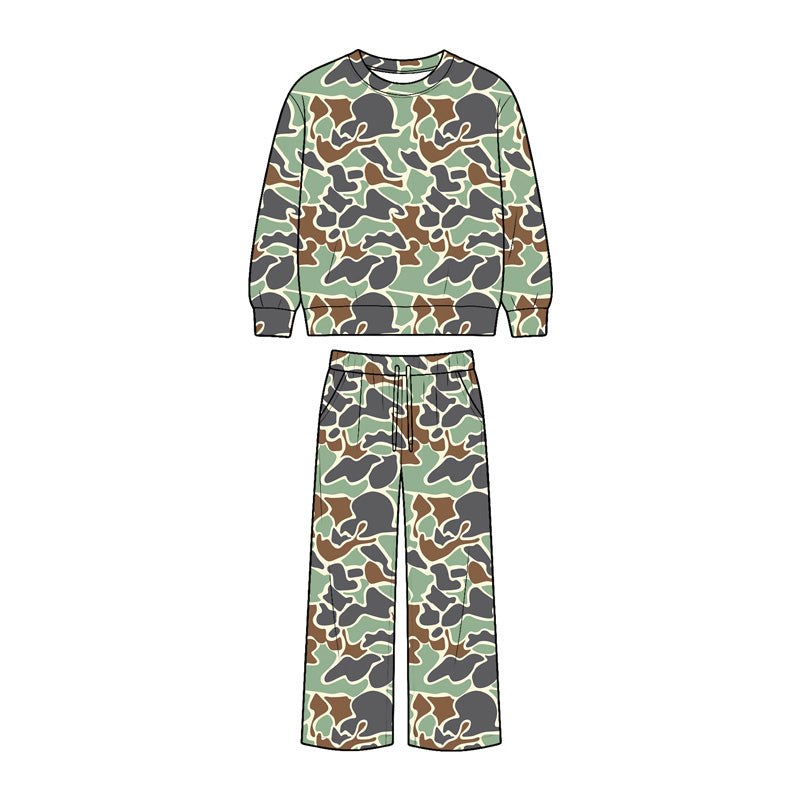 Preorder (moq 5)Baby Boys Camo Top Pockets Pant Hunting Clothes Sets