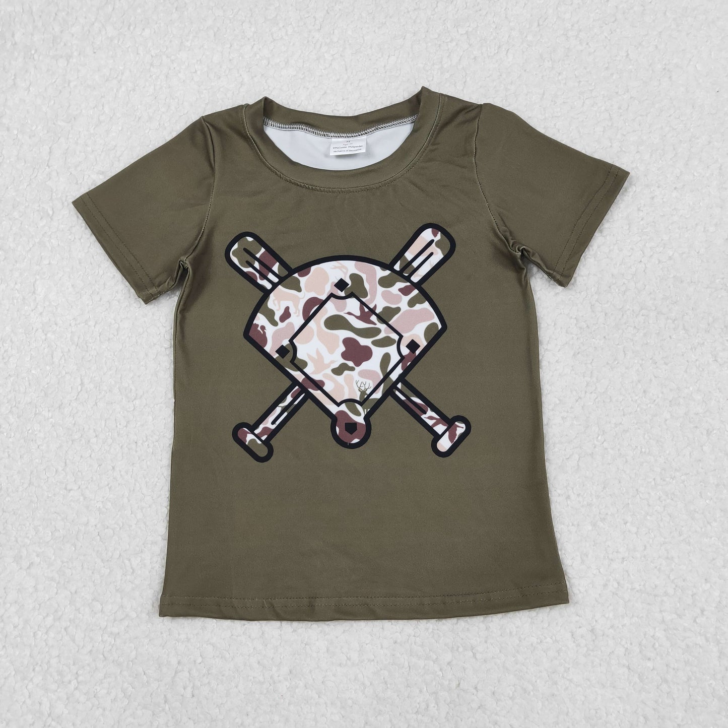 Sibling Baby Boys Short Sleeve Camo Baseballs Team T-shirts Top