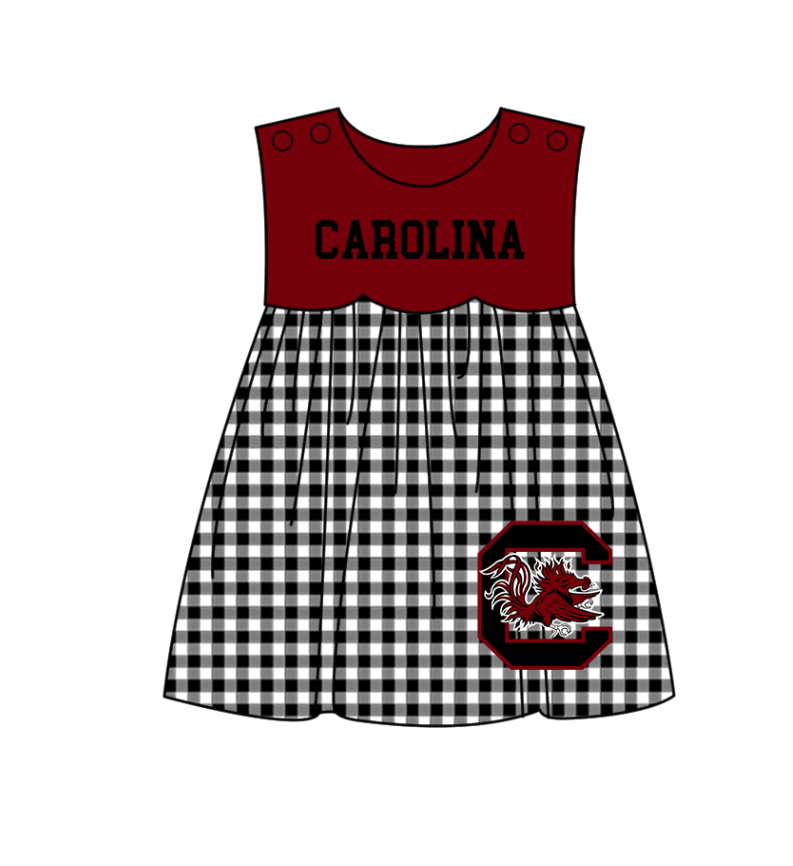 Preorder moq 5 Baby Girls Sleeveless Carolina Team Knee Length Dresses