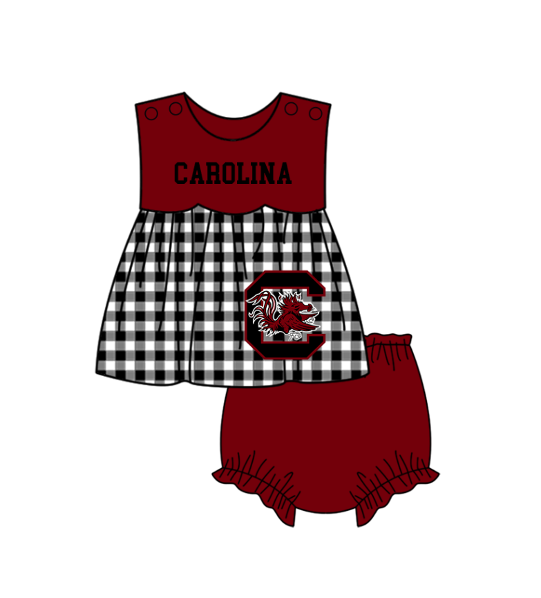 Preorder moq 5 Baby Girls Carolina Tunic Bummies Short Team Clothes Set