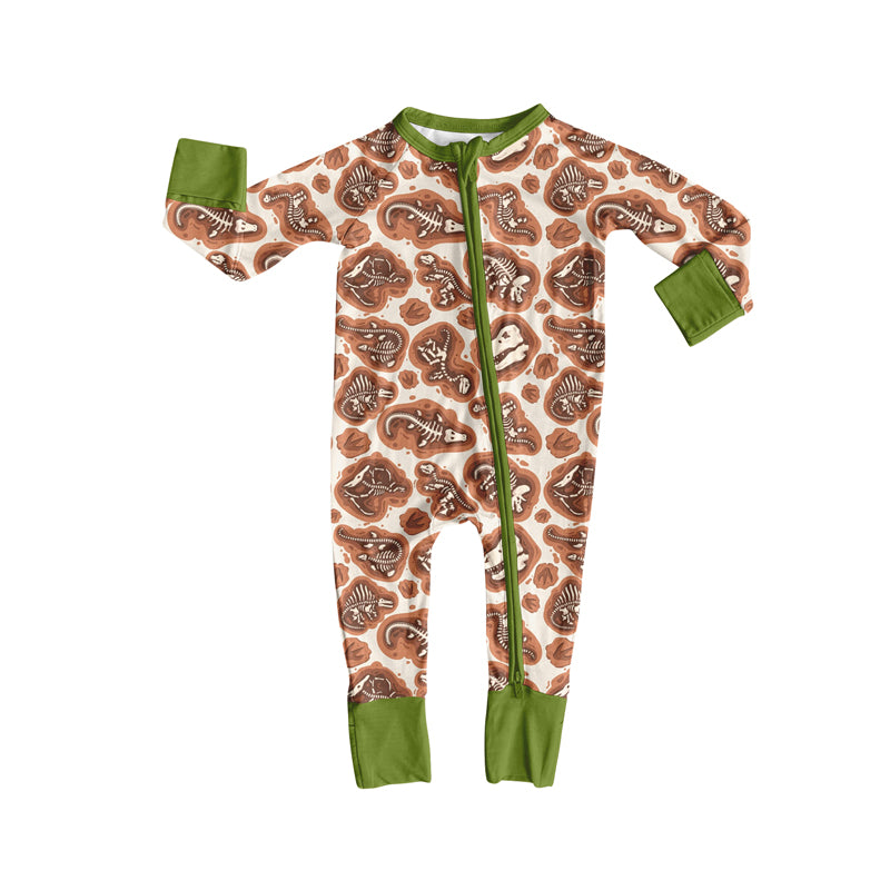 Preorder(moq 5)Baby Infant Boys Dinosaur Skulls Halloween Zipper Rompers
