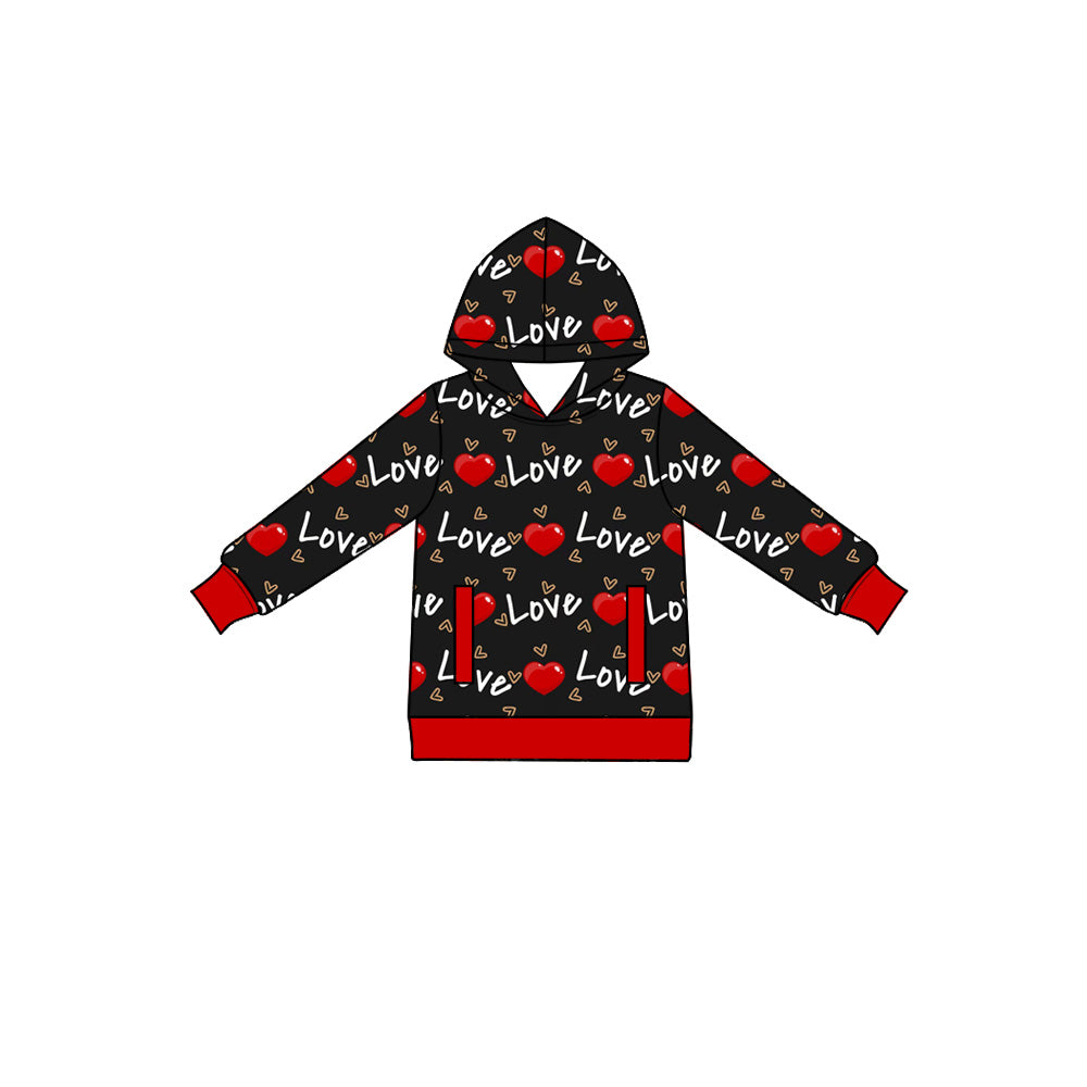 Preorder (moq5) Baby Boys Love Hearts Checked Valentines Pockets Hoodies Top