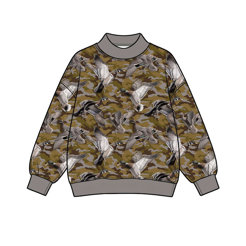 Preorder(moq 5) Baby Boys Long Sleeve Green Camo Ducks Hunting T-shirts Top