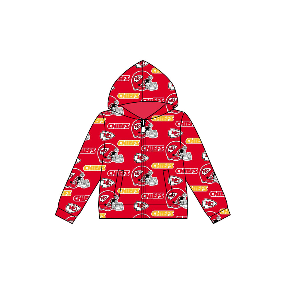 Preorder (moq 5)Baby Boys Red cf Team Football Hooded Zip Tops Jackets
