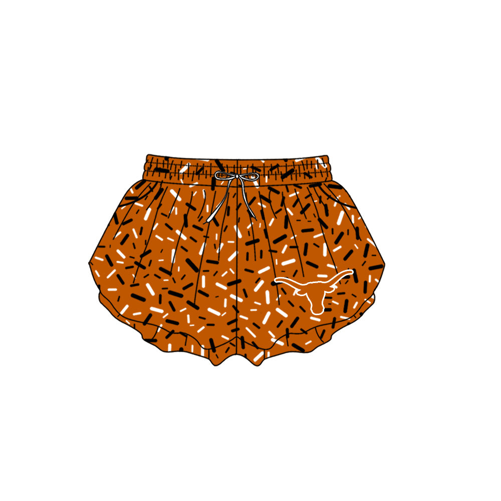 Preorder (moq 5)Baby Girls Orange Sprinkles Texas Longhorns Butterfly Shorts Bottom