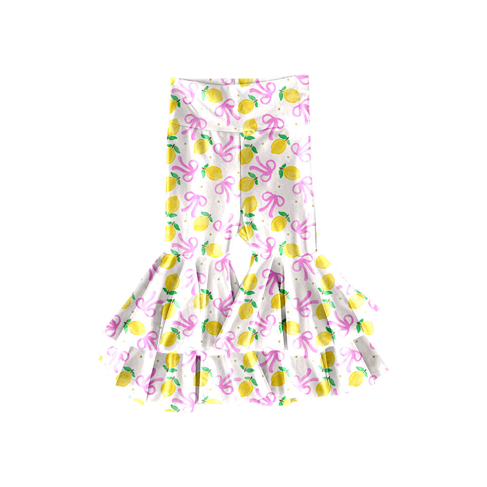 Preorder(moq 5) Baby Girls Lemons Bows Flowers Ruffle Bell Bottom Pants