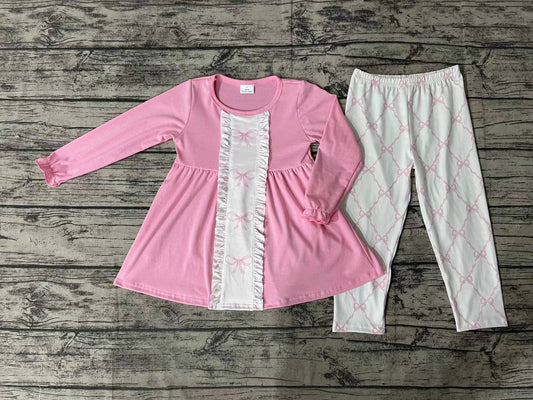 Baby Girls Pink Bows Tunic Top Legging Outfits Clothes Sets