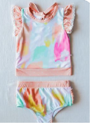 Baby Girls Tie Dyle Top 2pcs Swimsuits Preorder (moq 5)