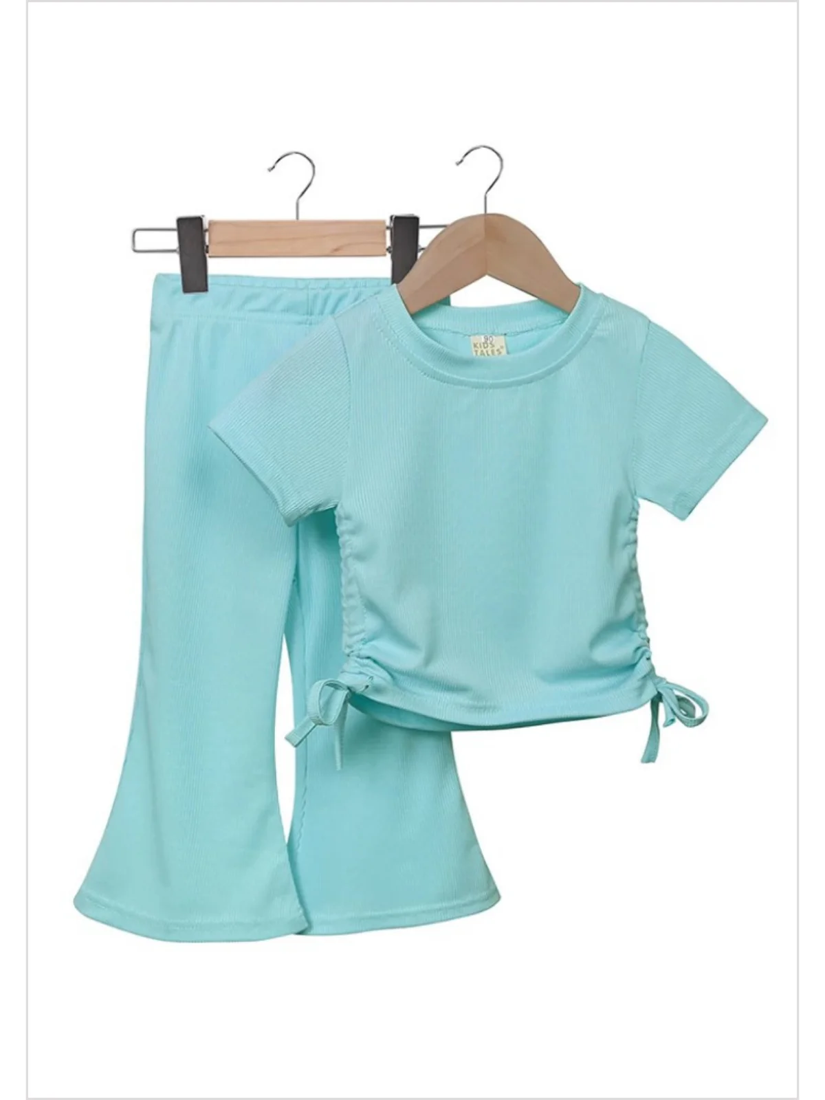 Baby Girls Aqua Top Bell Bottom Pants Clothes Sets Preorder(moq 5)