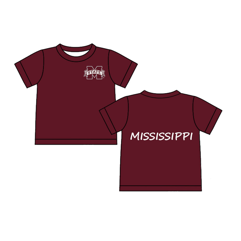 Preorder (moq 5)Baby Boys Dark Brown Short Sleeves State M Team Tee Shirts Top