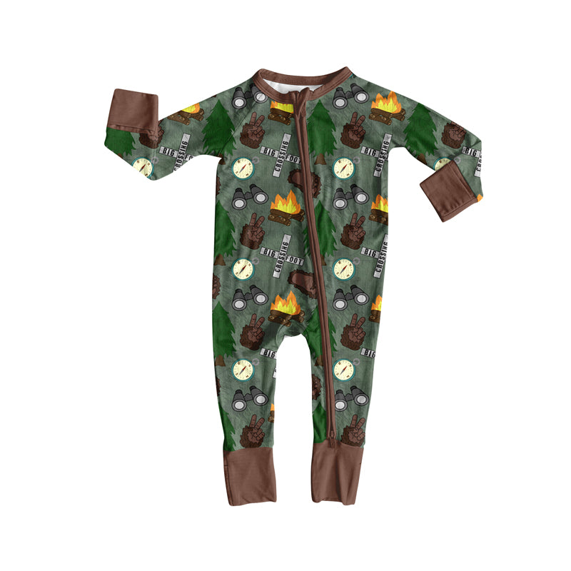 Preorder(moq 5)Baby Infant Boys Long Sleeves Western Camping Zipper Rompers