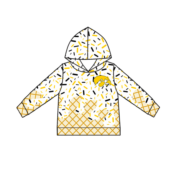 Preorder (moq 5)Baby Boys Long Sleeves Yellow Eagle Drip Team Hoodies Top