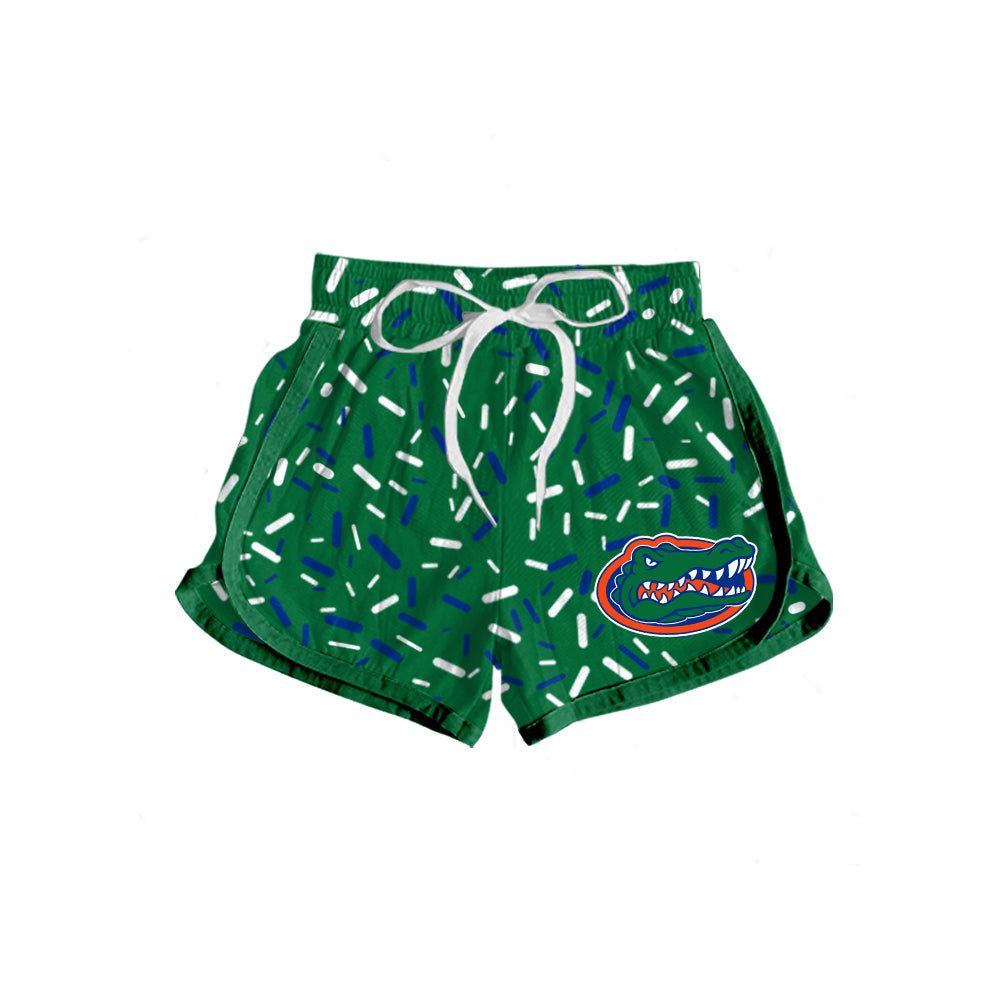 Preorder (moq 5)Baby Girls Green Drip Crocodiles Team Shorts Bottoms