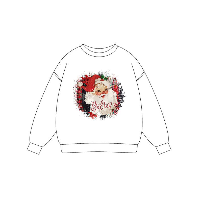 Preorder (moq 5)Baby Girls Long Sleeves Santa Believe Tee Shirts Top