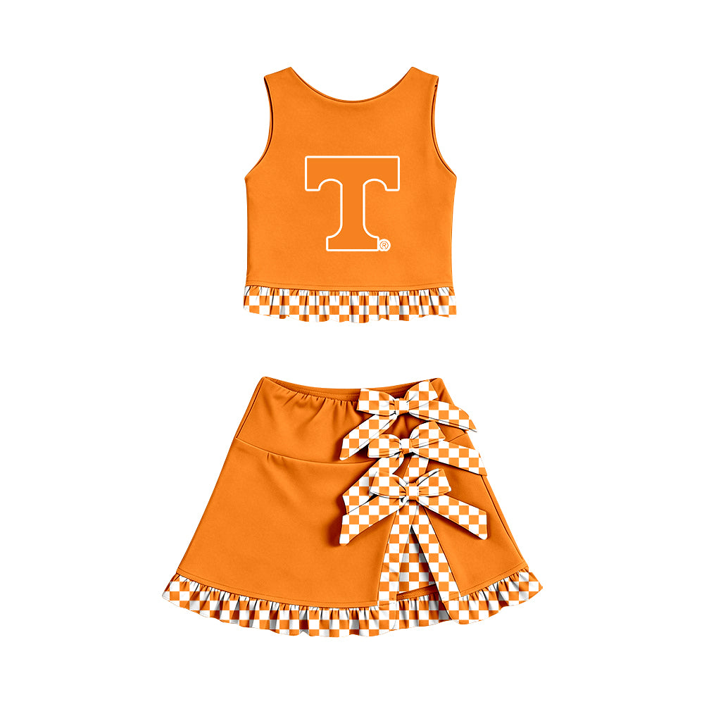 Preorder (moq 5) Baby Girls tennessee Vest Bows Skirt Short Team Clothes Set