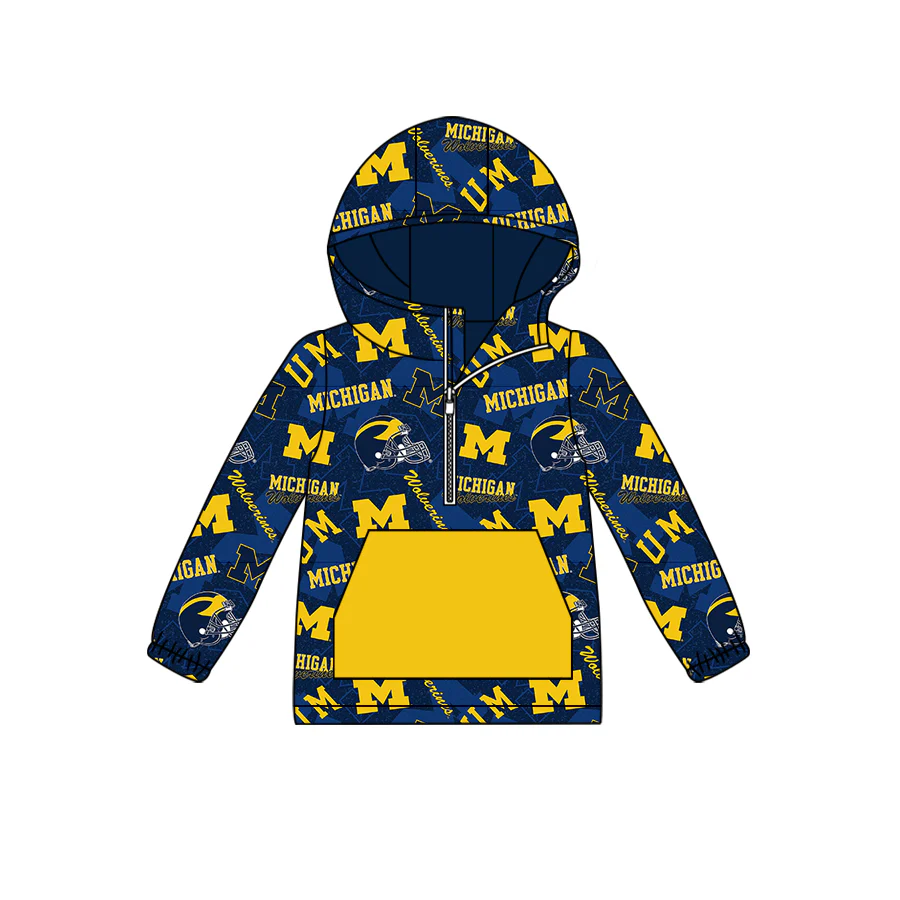 Preorder moq 5 Baby Boys Michigan Football Team Hooded Tops