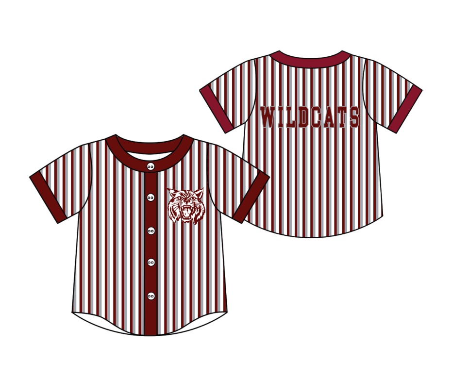 Preorder moq 5 Baby Boys Wildcats Stripe Team Button Shirts Top
