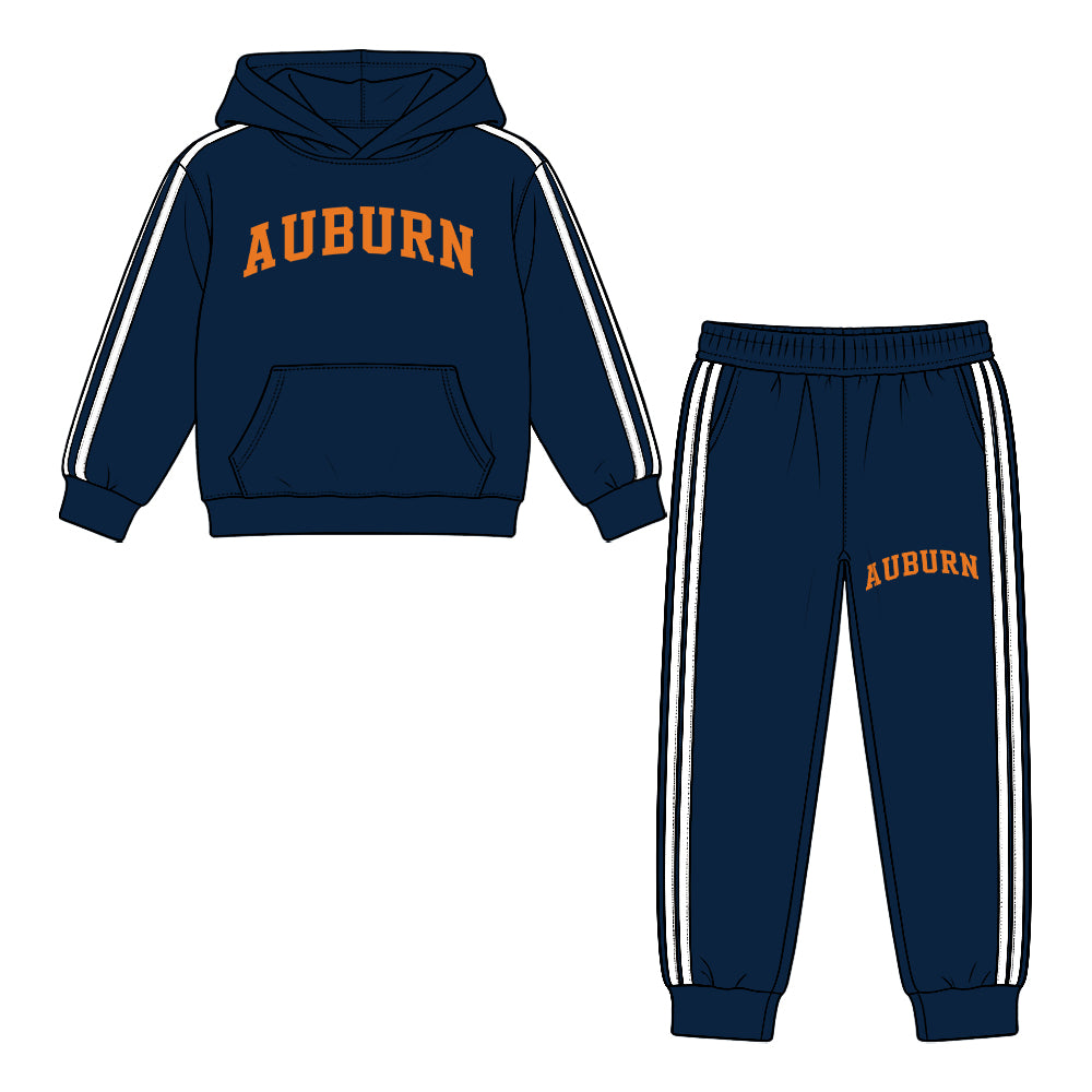 Preorder (moq 5) Baby Boy Clothes Navy Letter Graphic Print Long Sleeve Hooded Top Jogger Pant Outfit Set