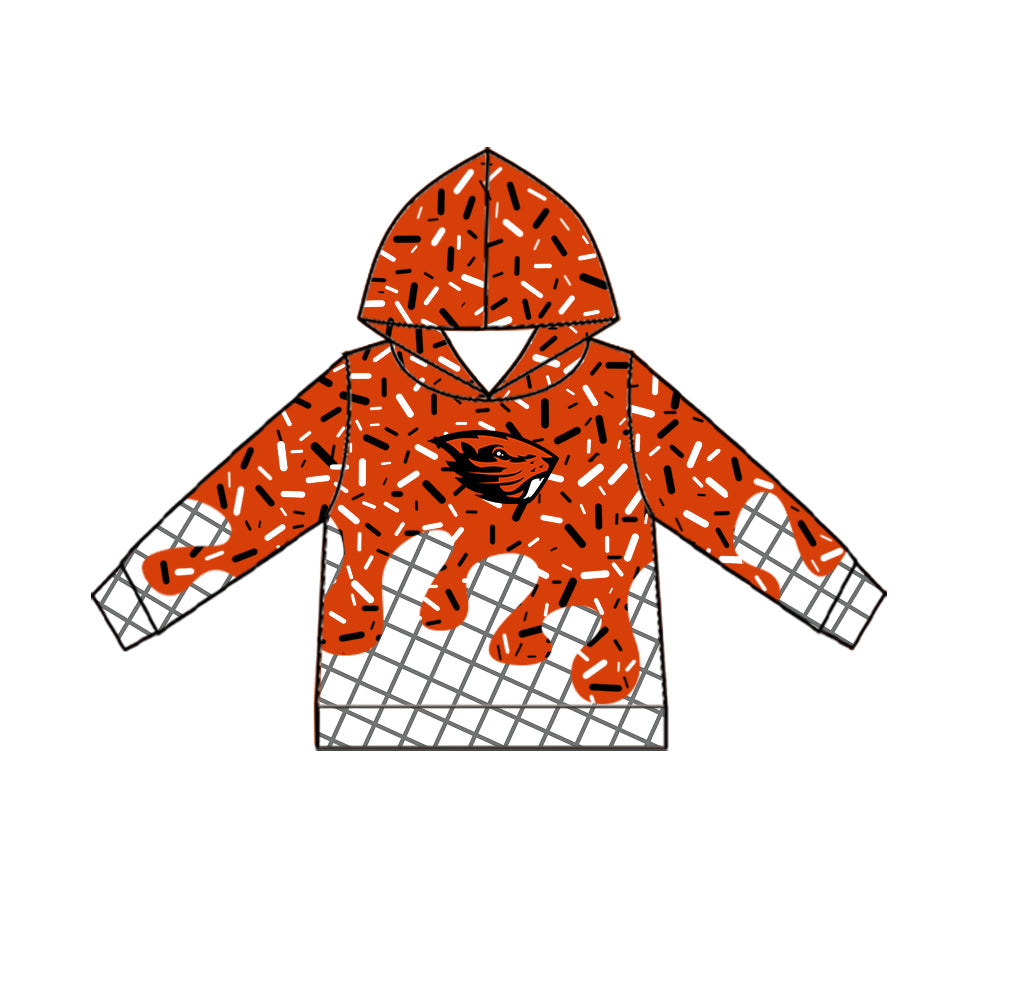Preorder (moq 5)Baby Boys Long Sleeve Orange Sprinkles Oregon State Beavers Team Hoodies Top