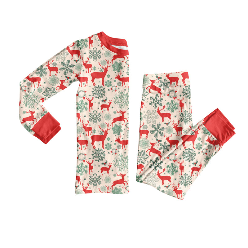 Preorder(moq 5) Baby Boys Christmas Deer Snowflake Top Pants Lounge Wear Pajamas Sets